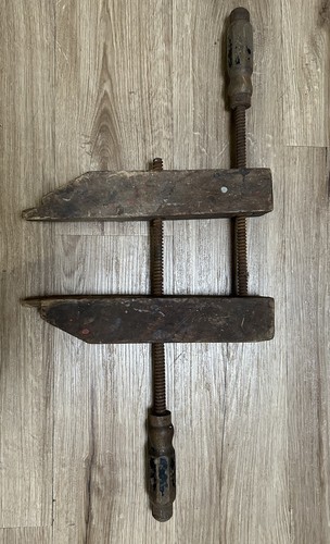 Antique large wooden screw arm - antique,