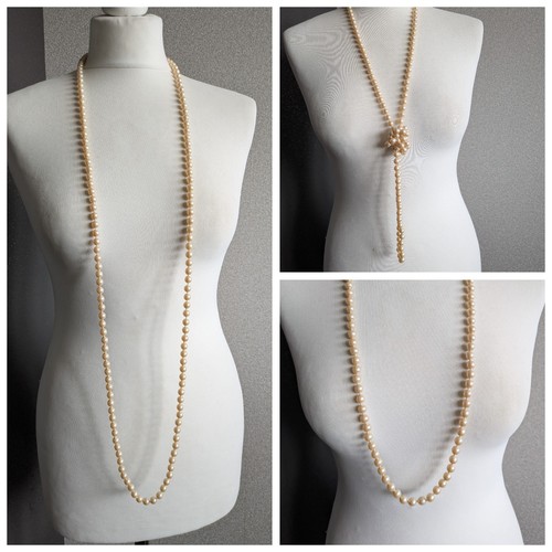 Vintage long cream faux - , pearl