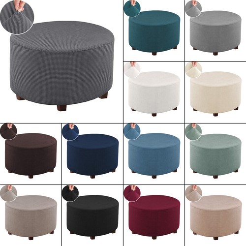 Round ottoman cover stretch - ottoman,