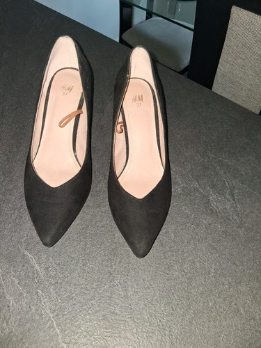 Black suede court shoes - shoes, 4
