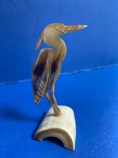 Vintage carved horn heron - horn,