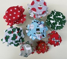 10, 12 or 15 Christmas Fabric Jam Jar Covers Toppers Large 15cm Small 11cm