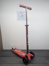 Micro Maxi Deluxe Kids 3 Wheel Scooter  Adjustable Pink Handlebars - Red