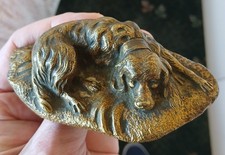 Cast brass metal spaniel dog - cast,