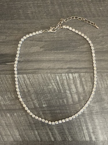 Rhinestone tennis necklace - rhinestone,