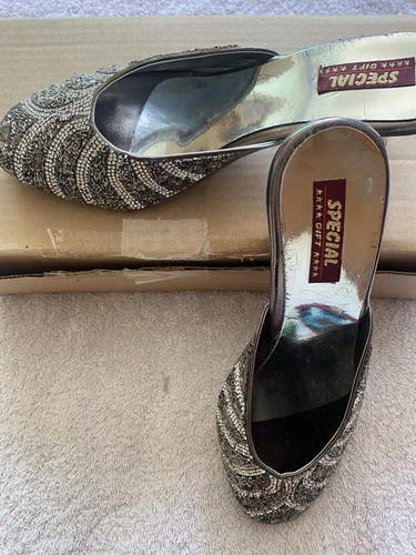 Ladies diamanté mules silver - mules,