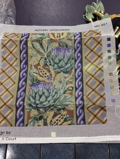 Ehrman tapestry needlepoint kit Autumn Artichokes by Julia A'Court cushion