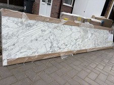 White Marble Bull Nosed Laminate Worktop. 3050mm