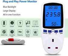 UK Plug Power Meter – LCD Energy Monitor, Watt & kWh Tracker, Overload Alarm