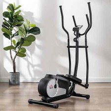 Elliptical Cross Trainer with Adjustable Resistance, LCD Monitor Two Wheels