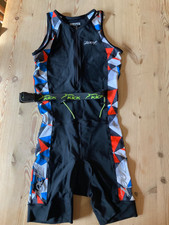 Zoot Triathlon suit, Size Youth XL, black with geometric panels, only worn twice