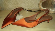 ZARA ORANGE SATIN SLINGBACK