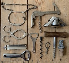 Vintage 11 Metal Corkscrews, Bottle & Can Openers, Teddy Bear Stopper & Penknife