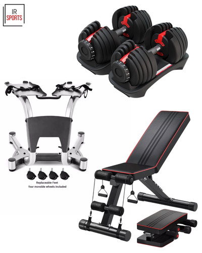 40kg adjustable dumbbells pair - dumbbells,