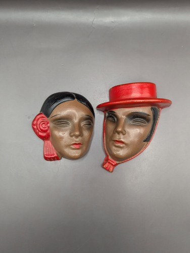 Vintage chalkware wall plaques - wall,