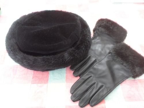 Black fur trimmed hat and