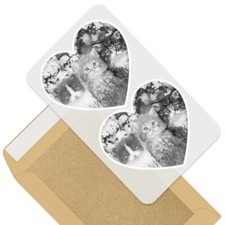 2 x Heart Stickers 7.5 cm - BW