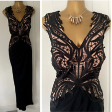 Lipsy Maxi Dress 16 Black Nude Lace Slit Party Evening Occasion Wedding Prom