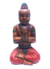 Unusual  Large Vintage Wooden Buddha Budai  Statue - Hand Carved & Hand Painted