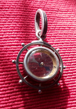 silver enamel fob compass