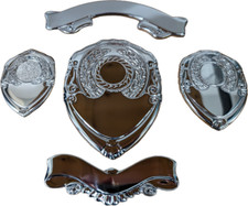 ENGRAVED TROPHY PLAQUE: Scrolls -Centre Shields for Trophies - Wooden Shields