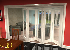 Internal Bifold Doors White Primed 1 Pane Clear Glass, Top Hung with Base Track