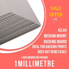 1000 Micron Greyboard A3, A4, 0.75mm Card, Mount Packing Backing Board SALE