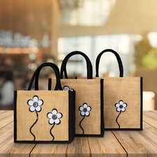 Jute Hessian Burlap Black Trim