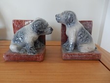 Original Art Deco Sculpted Dog Bookends Signed PAC Active  1930s originals 