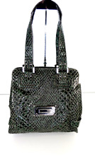 GUESS Bag Shoulder Y2K Green Black Snake Mock Croc Logo Medium