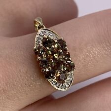 Andalusite & Diamond Cluster Pendant 9ct 9k Yellow Gold