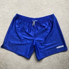 Adidas by Descente Vintage Mens Shiny Sports Shorts Blue Size W34-38