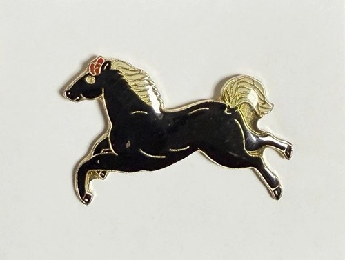 Vintage black horse enamel pin - enamel,