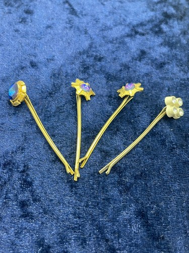 Vintage gold tone hair pins - gold,