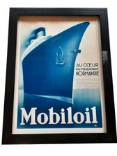 Normandie  Ocean Liner Iconic Art Deco Advert Mobiloil 1935 Original Framed 