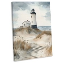 Lighthouse Canvas Wall Art Print Watercolour Seaside Painting Nautical Picture