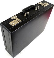 Executive Briefcase Faux Leather Case Attache Expanding Business Office Work Bag