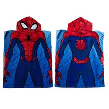 Disney Marvel Spiderman Poncho Swimming Hooded Towel Blue Robe 115cm x 50cm