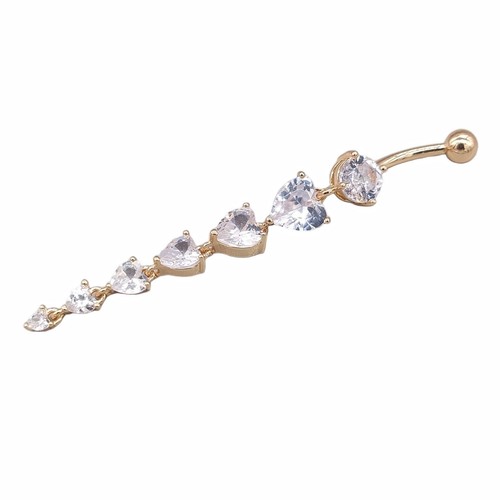 Gem gold dangle navel - gold, belly