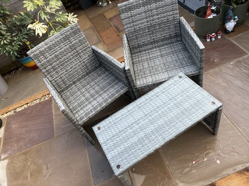 Grey rattan piece patio - grey, set