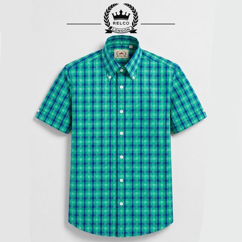 Relco green check shirt short - relco,
