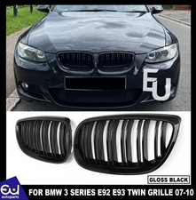 FOR BMW 3 SERIES E92 E93 M3 COUPE KIDNEY TWIN GRILL GRILLE GLOSS BLACK 07-10