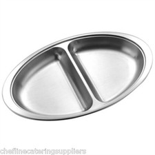 2 Division Vegetable Dish, Stainless Steel  8", Catering, Banqueting, Hotel