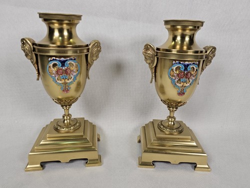 Pair bronze champleve - bronze,