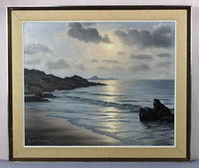 BRITTANY coastline BAY original oil painting by Roger de la CORBIERE bretagne