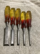 Marples Splitproof Chisel Set 5 Pce 1 -1/4”,3/4”,1/2”,3/8” 1/4” Good Cond