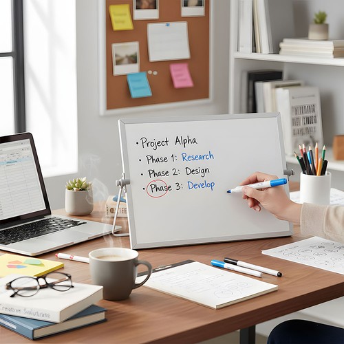 Magnetic whiteboard desktop - whiteboard,