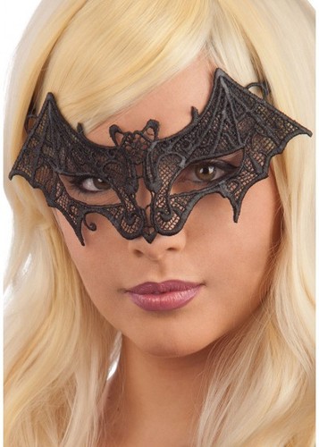 Black lace bat mask - lace, masquerade
