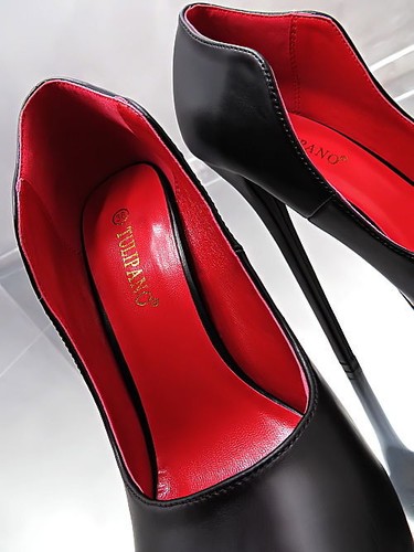 Pumps black red platform - red, high