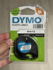 Original Dymo 91221 LetraTag 12mm White Plastic Labelling Tape [S0721660]
